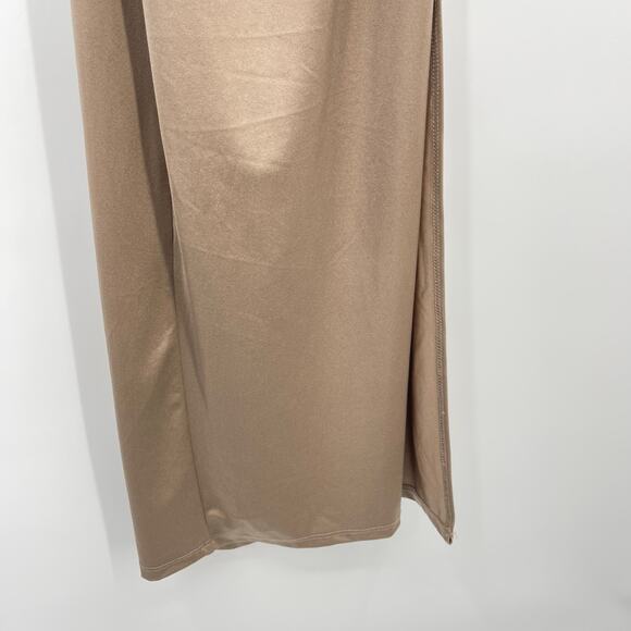 Michael Costello x REVOLVE | Gilly Maxi Dress in Taupe Jersey Asymmetric Gown XS - Picture 11 of 15